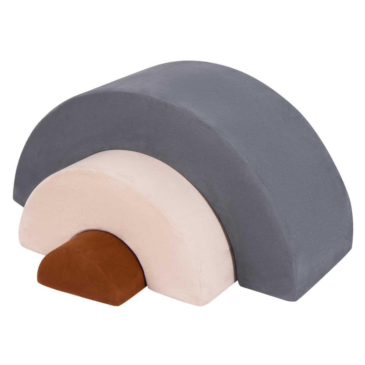 Costway3 Blocs de Mousse pour Bébé Jouets d'escalade Equipement de Jeu d'Intérieur Doux avec Rembourrage Elastique Arche et Tunnel Rampant Gris