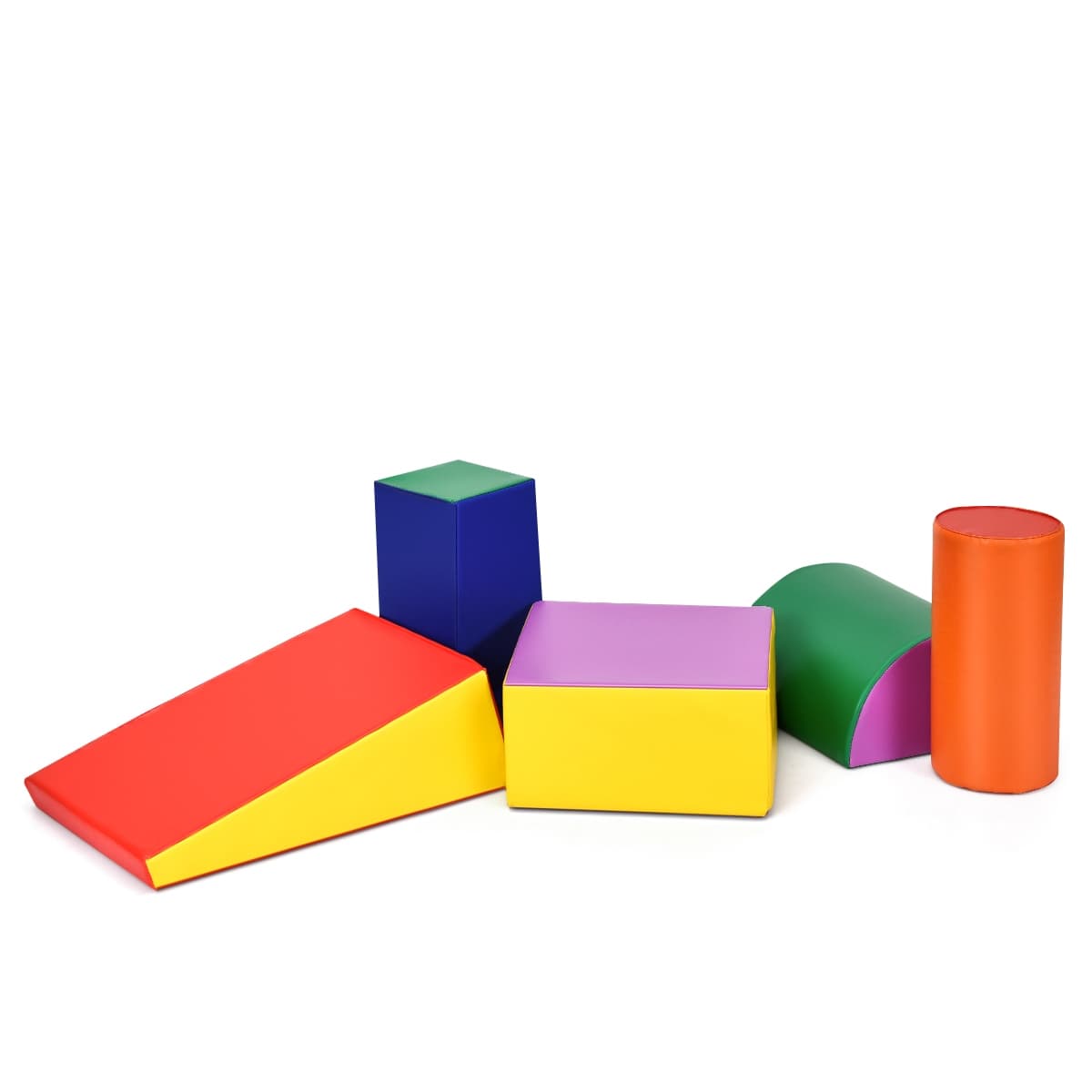 CostwayBlocs de Construction Xl 5 Pièces pour Enfants de 9-36 Mois Jouets Éducatifs en Mousse avec Housse Multicolore
